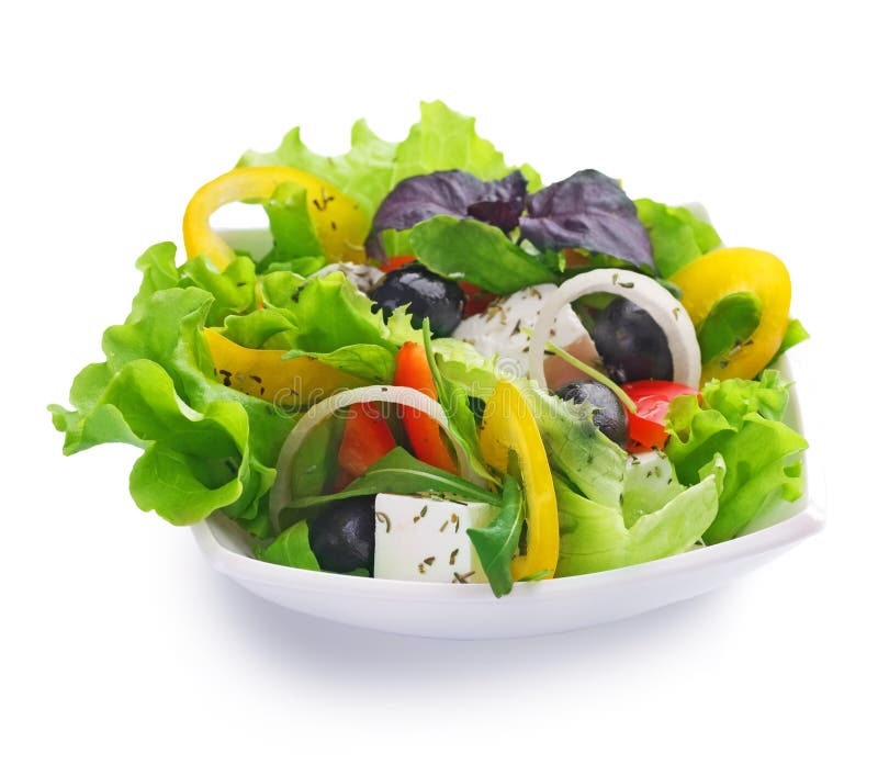 Healthy Eating concept.Fresh Greek Salad over white. Healthy Eating concept.Fresh Greek Salad over white.