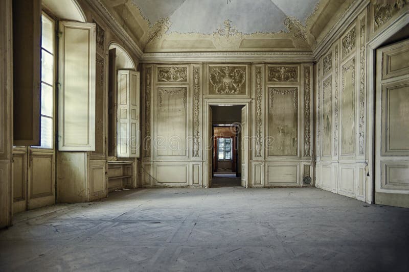 Ballroom in a historic building abandoned, Italy, Europe. Ballroom in a historic building abandoned, Italy, Europe