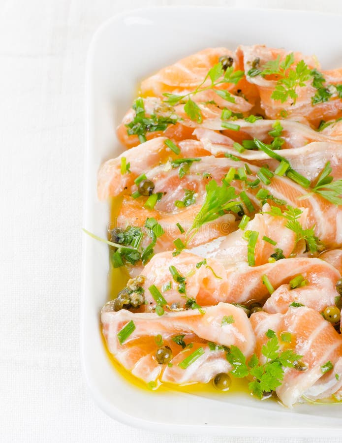 Salmon carpaccio stock image. Image of marinated, meal 31660865