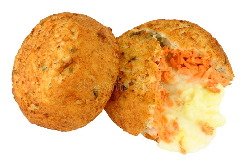 Salmon and Cheese Filled Fish Cakes Stock Image Image of crusty, pair