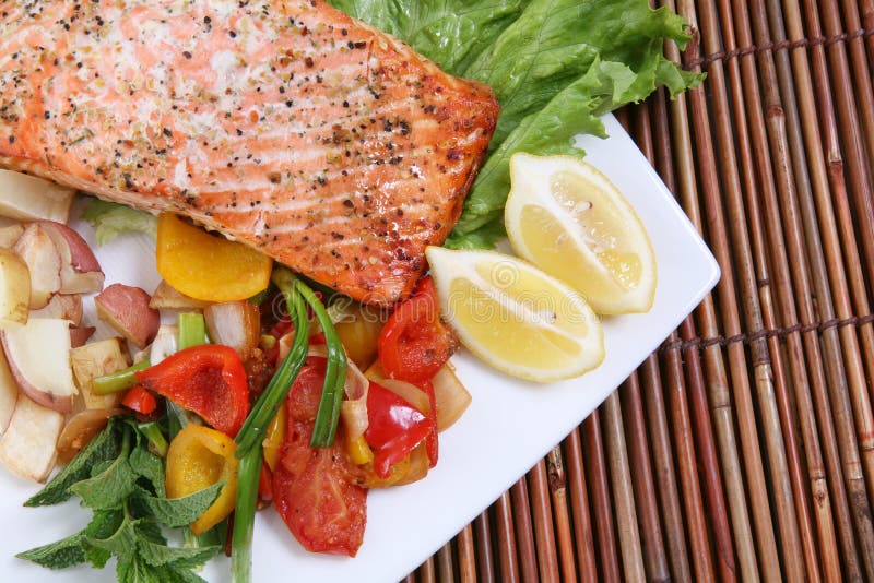 Salmon Dinner stock photo. Image of healthy, cooked, gourmet - 2601984