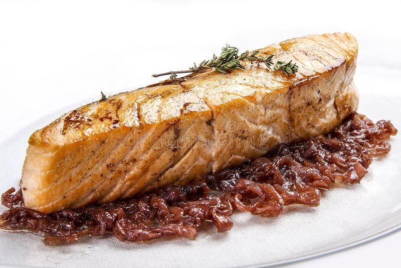 Salmon fillet in Sorrento on a white background