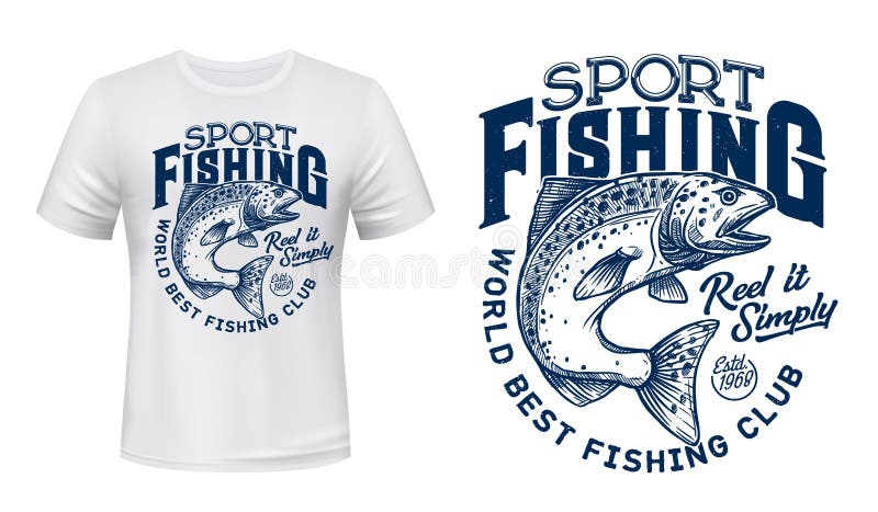 Salmon fish t-shirt print, fishing sport club