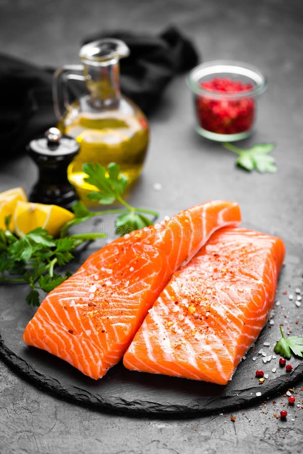 Salmon. Fresh Salmon Fish. Raw Salmon Fish Fillet Stock Image - Image ...