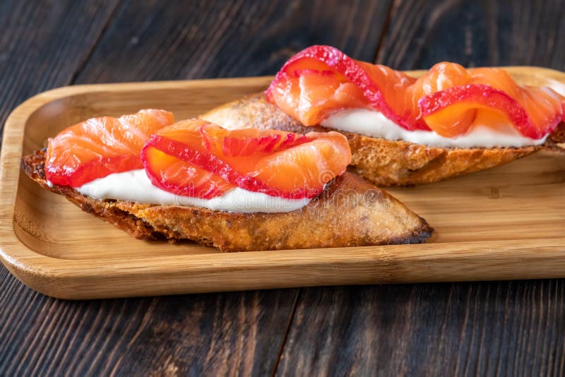 Salmon gravlax sandwich stock photo. Image of breakfast 265425352