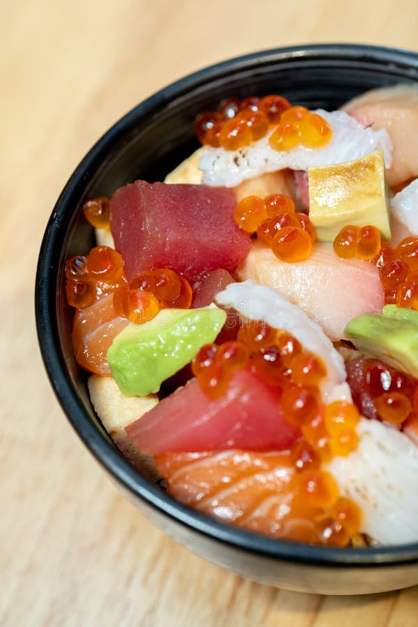 Salmon and Ikura Don, Close Up, Seafood Bowl Hokkaido Sapporo Stock ...