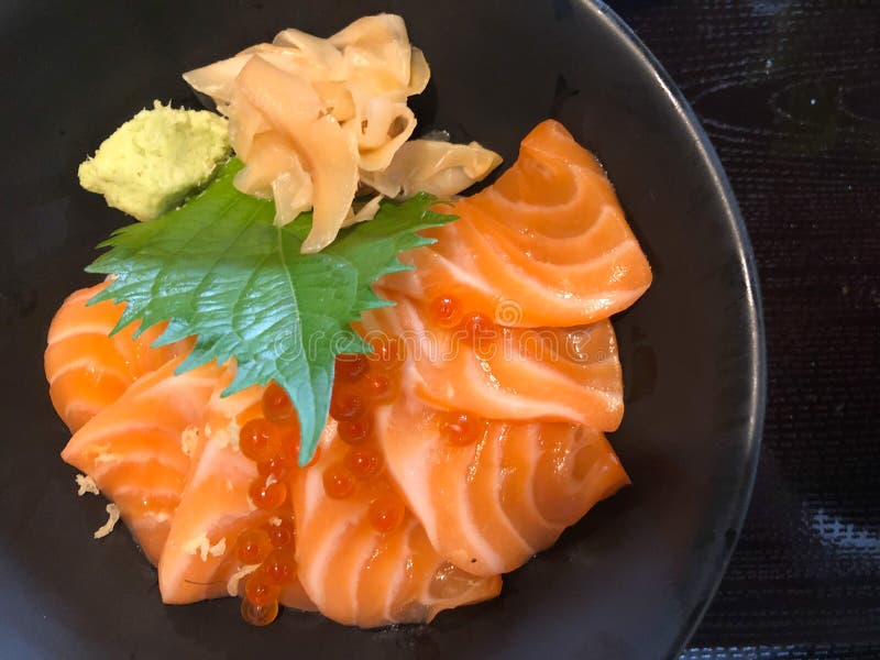 Salmon Ikura Don - Japanese cuisine, Salmon and Roe Rice Bowl royalty free stock photo Salmon Ikura Don - Japanese cuisine, Salmon and Roe Rice Bowl royalty free stock photo