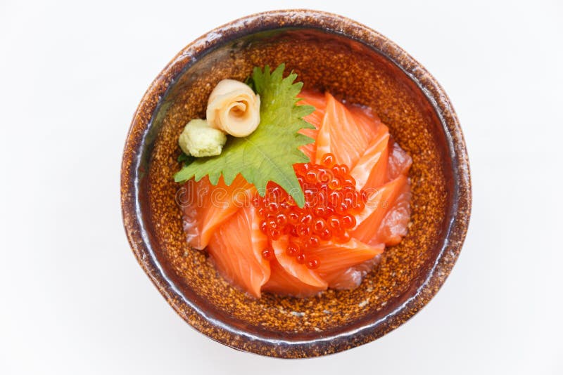 Salmon Ikura Don : Japanese Steamed Rice Topping with Raw Salmon and ...