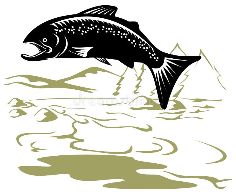 Salmon jumping stock vector. Illustration of salmon, nature 5100423