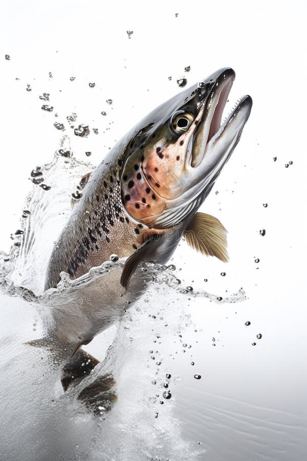 Salmon Jumping Up from Water. Generative AI Stock Photo Image of tropical, animal 273673516