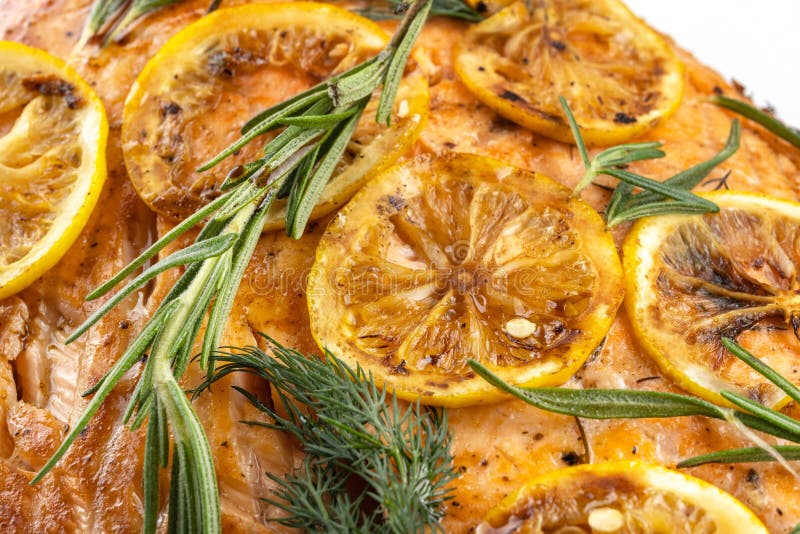 Salmon with lemon steak, decorated with rosemary-2.