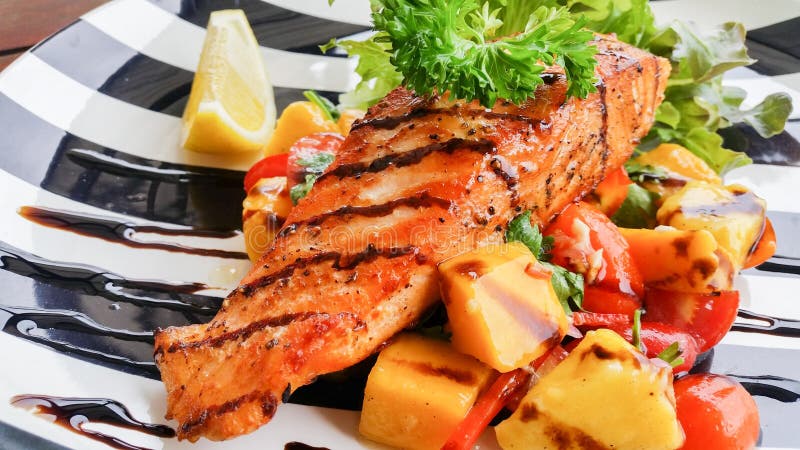 Salmon Mango Salad for Lunch Stock Photo - Image of brunch, mango: 72205030