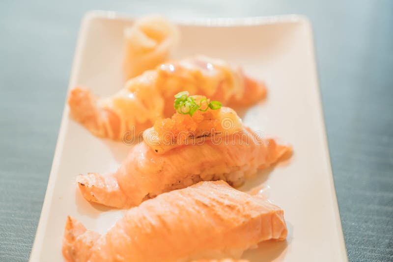 Salmon nigiri stock image. Image of rice, japanese, california 89112017