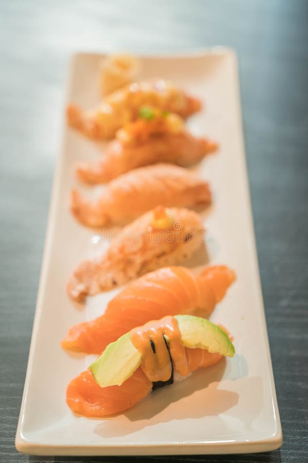 Salmon nigiri stock photo. Image of traditional, meal 89356750