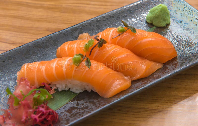 Salmon Nigiri stock image. Image of orange, delicious 65699777