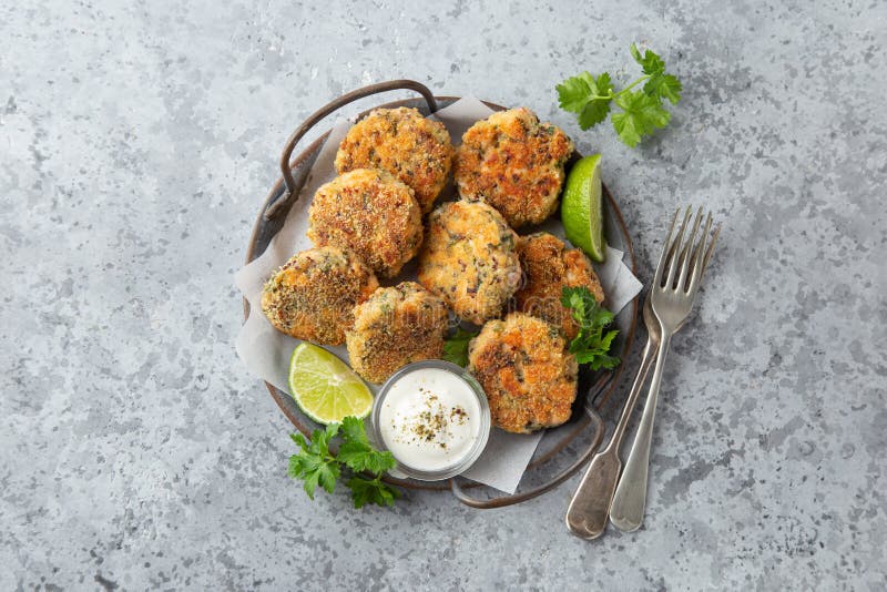 Salmon and quinoa patties stock image. Image of culinary 175691853
