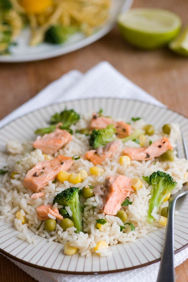 Salmon with Rice and Asparagus Stock Image Image of grilled, meal