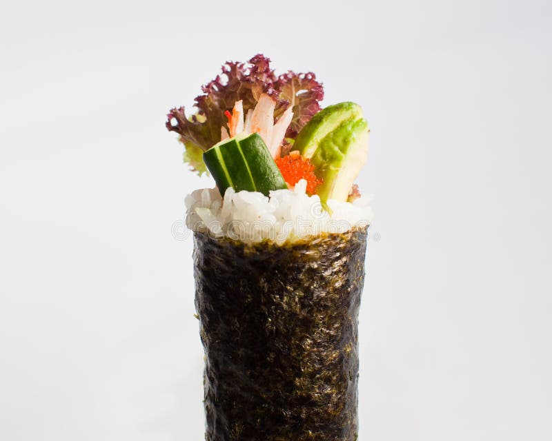 Salmon Roe Avocado Hand Roll Temaki Stock Photo Image of kanpachi
