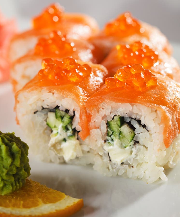 Salmon Roll stock photo. Image of orange, macro, cream 11648472