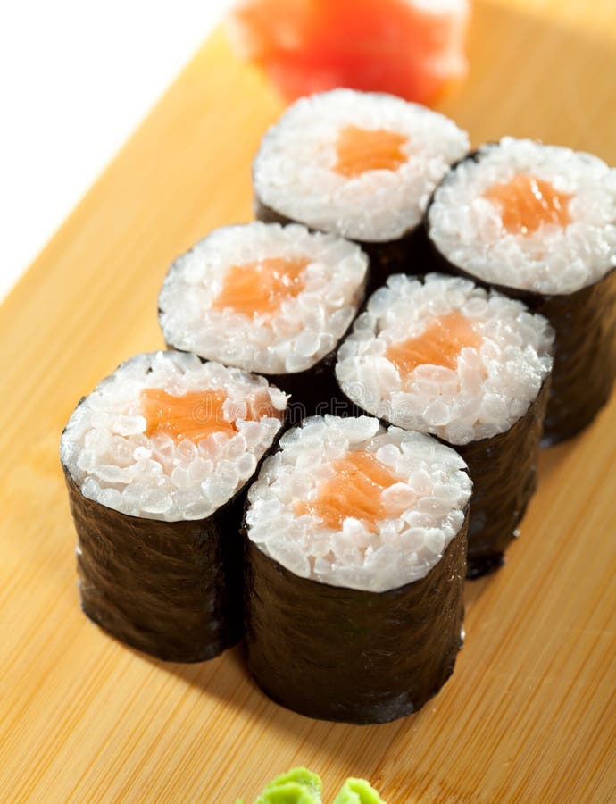 Salmon Roll stock image. Image of lunch, roll, asia, meal 52394901