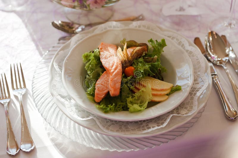 Salmon with salad