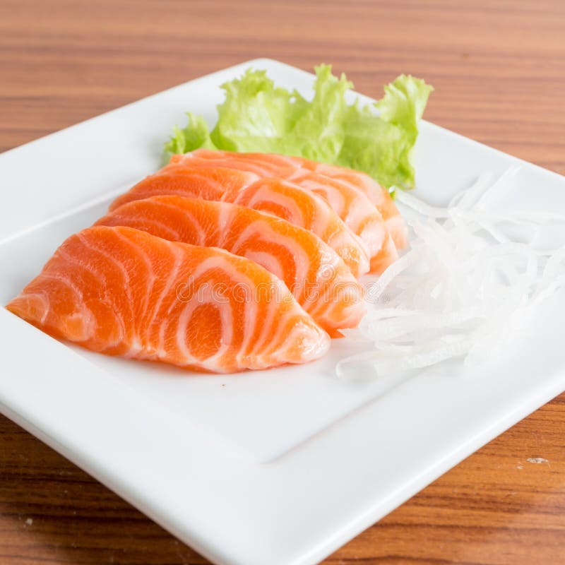 Salmon Sashimi Japanese Food Stock Image Image of herbs, healthy