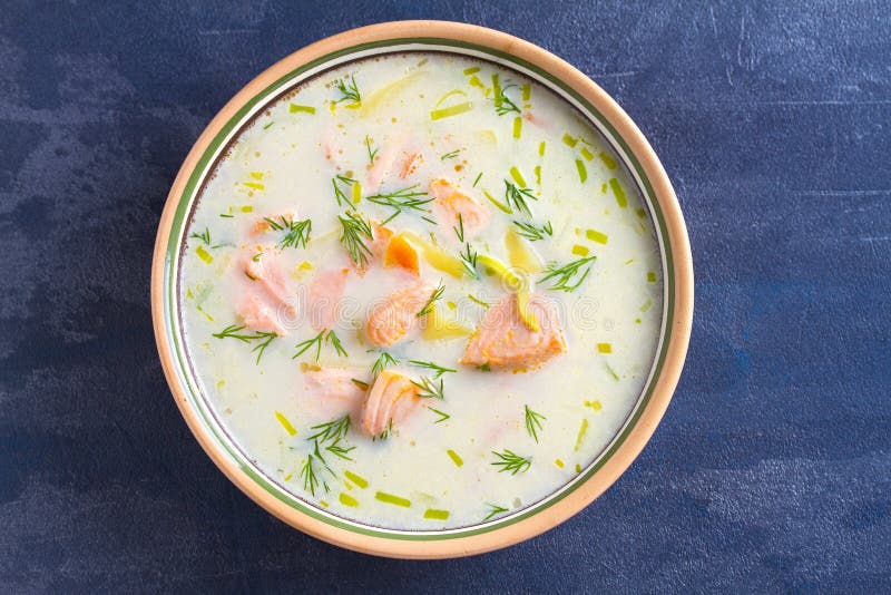 Salmon Soup. Creamy Hearty Salmon Fish Soup. Clean Eating, Healthy and ...