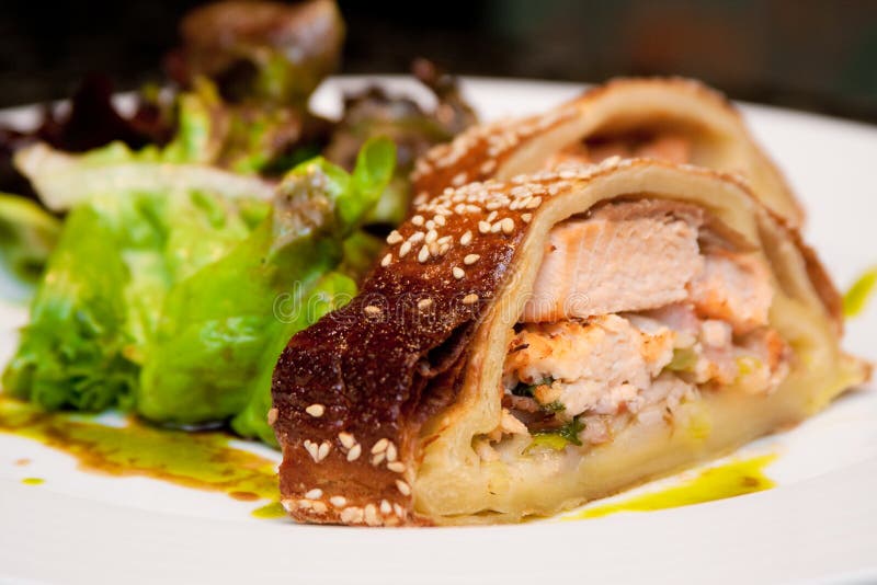 Salmon strudel