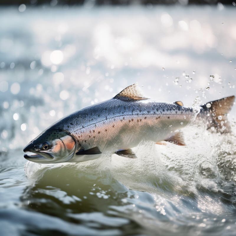 Salmon Swims on the River. Generative AI Stock Illustration ...