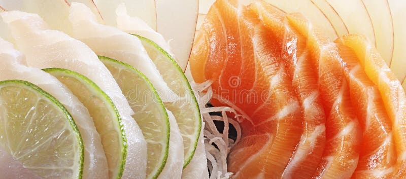 Salmon and White Fish Sashimi Stock Image Image of food, sashimi 51505881