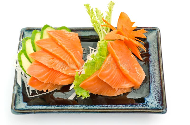Salmones del Sashimi en la placa, comida japonesa imagen de archivo libre de regalías Salmones del Sashimi en la placa, comida japonesa imagen de archivo libre de regalías