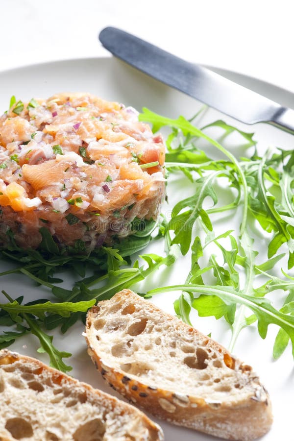 Salmoni tartare immagine stock. Immagine di salmoni, piatti 14107691