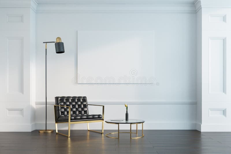 Salon, fauteuil et affiche blancs images stock Salon, fauteuil et affiche blancs images stock