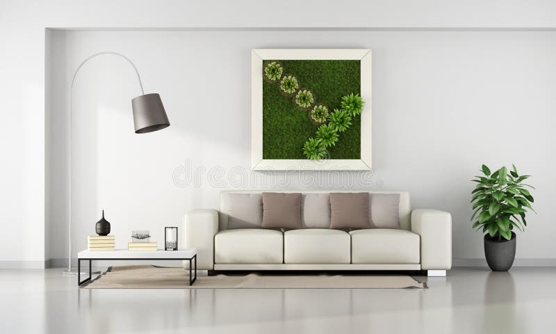 Salone con il giardino verticale nel telaio illustrazione vettoriale