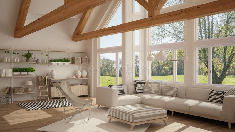 Salone della casa di lusso di eco, del pavimento di parquet e del ... Tetto in legno interno