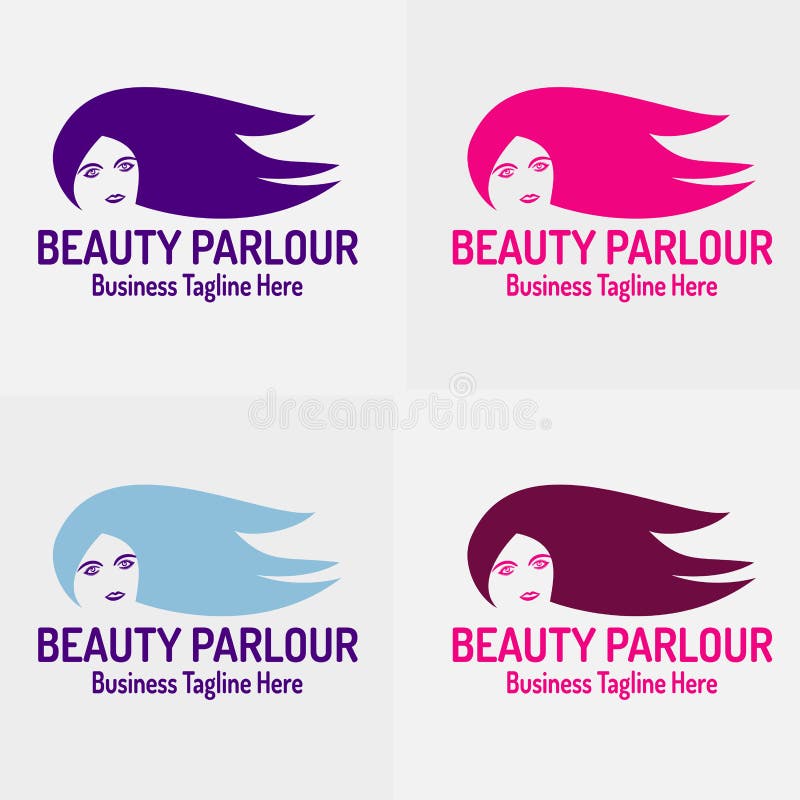 Salone di bellezza con la bella siluetta di Logo Vector della ragazza illustrazione di stock Salone di bellezza con la bella siluetta di Logo Vector della ragazza illustrazione di stock
