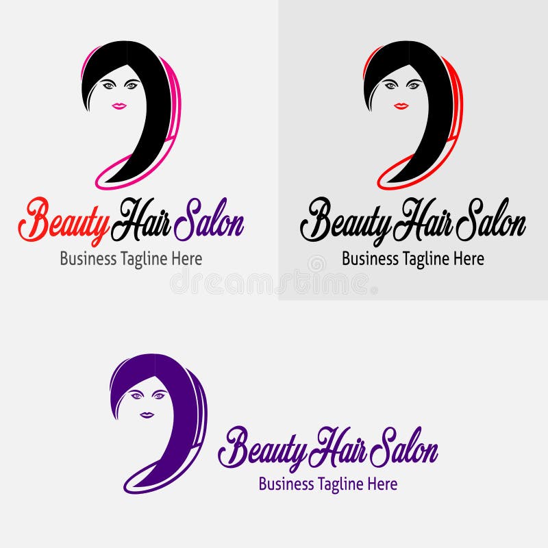 Salone di capelli nero della ragazza di bellezza con la bella siluetta di Logo Vector della ragazza royalty illustrazione gratis Salone di capelli nero della ragazza di bellezza con la bella siluetta di Logo Vector della ragazza royalty illustrazione gratis