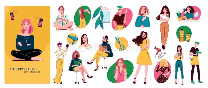 Salone per capelli, composizione piatta royalty illustrazione gratis