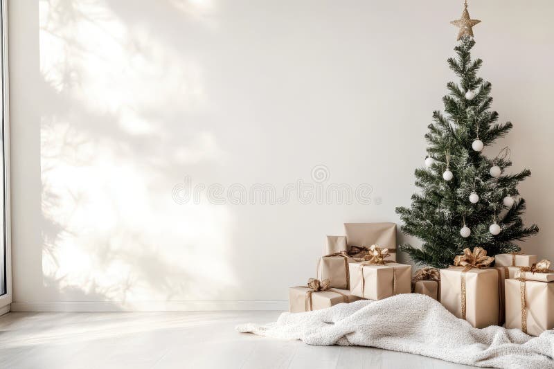 Salotto di natale con corona e poltrona fotografie stock