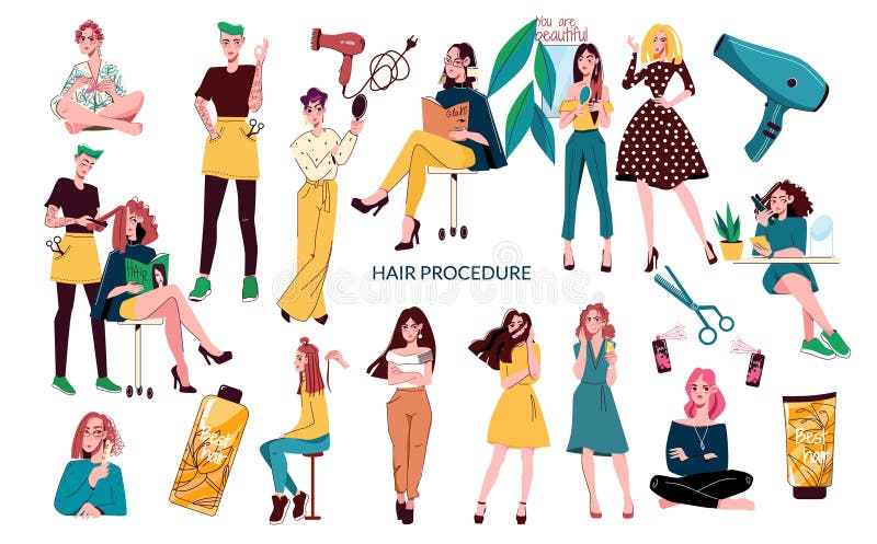 Salotto per capelli, a icona piatta royalty illustrazione gratis