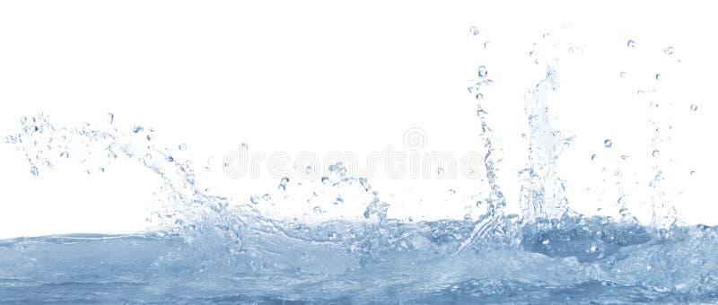 Salpicando el agua clara en el uso blanco del fondo para el refresco y refresque el fondo del agua potable