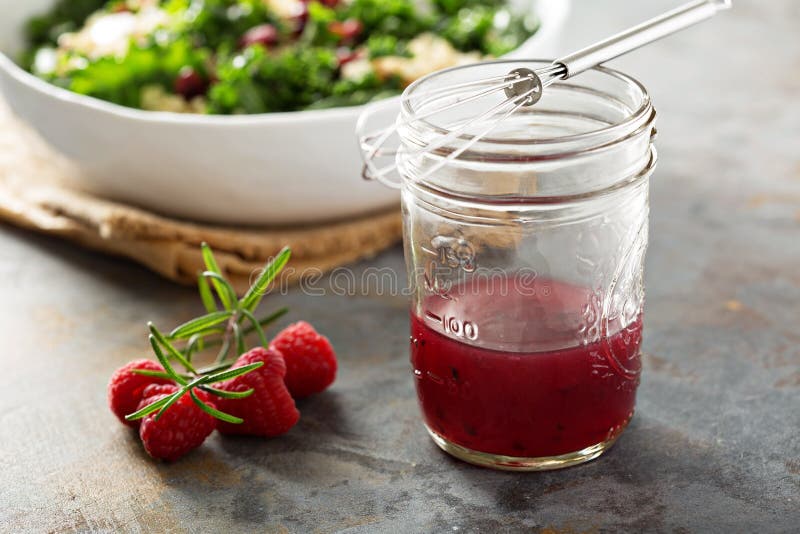 Fresh and bright raspberry vinaigrette salad dressing. Fresh and bright raspberry vinaigrette salad dressing