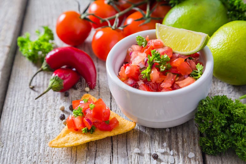 Salsa Sauce And Ingredients Stock Image - Image of salsa, onion: 80962097
