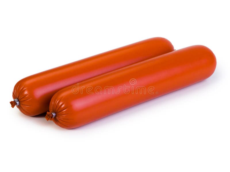 Salsiccia affumicata cucinata, isolata fotografie stock libere da diritti Salsiccia affumicata cucinata, isolata fotografie stock libere da diritti