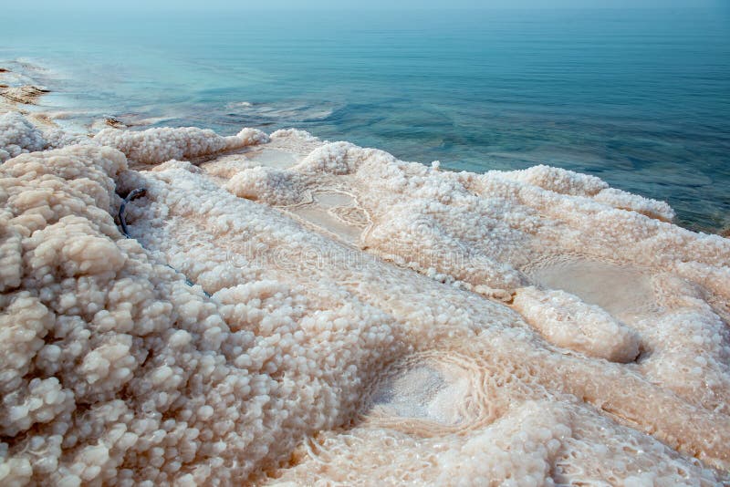 Salt at the Dead Sea Beach. Jordan. Stock Photo Image of middle, view