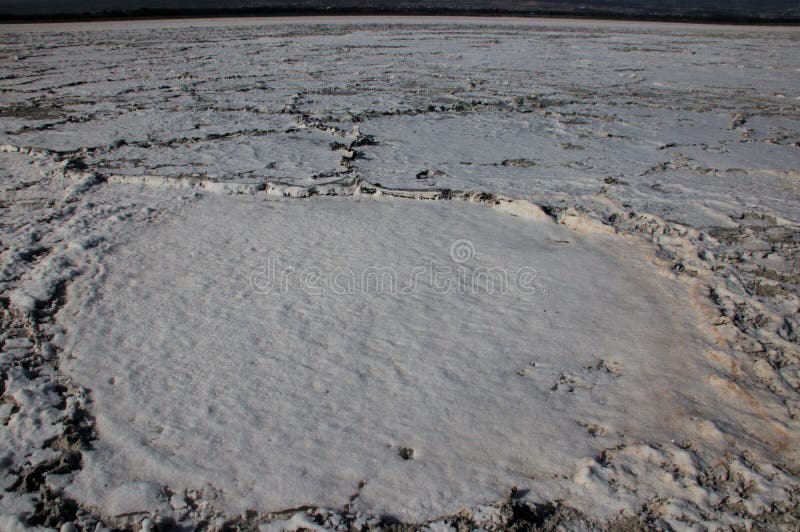Salt dry and cracked lake Akrotiri in Cyprus stock image