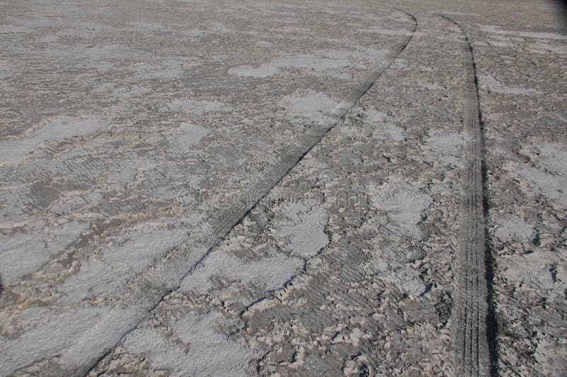 Salt dry and cracked lake Akrotiri in Cyprus royalty free stock photo