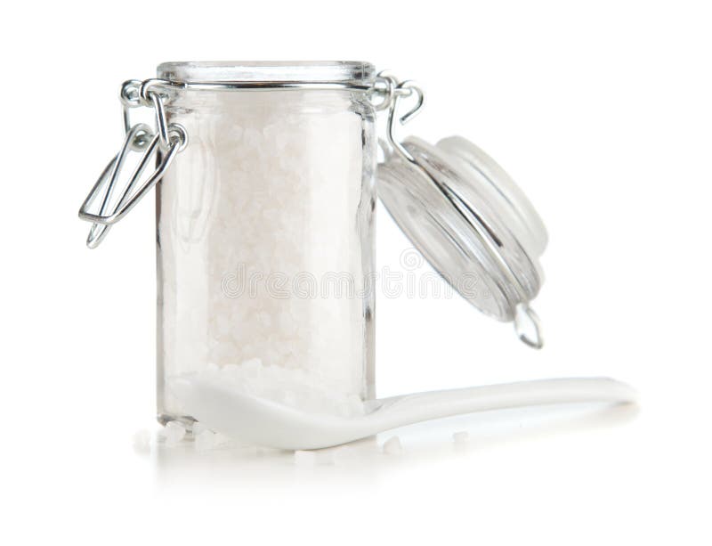 Salt in a glass container stock image. Image of black 75143599