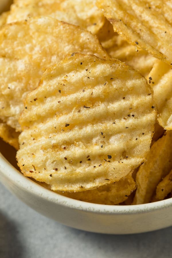 Salt and Pepper Crinkle Potato Chips Stock Image Image of spicy