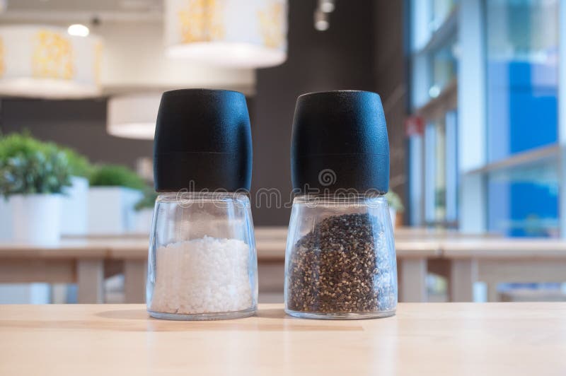 Salt and Pepper in the Restaurant Interior Stock Photo Image of